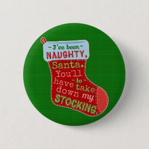 Nybörjare jul Naughty Jultomten Stock Joke Knapp