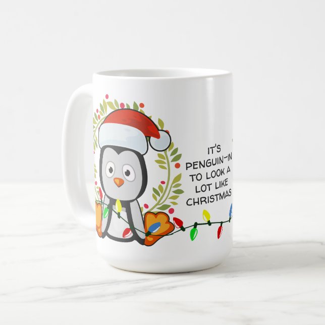 Nybörjare jul Sång Pun Penguin Kaffemugg (Framsida vänster)