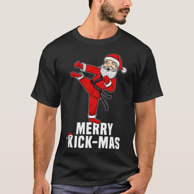 Nybörjare jul Taekwondo Santa Merry Kickmas T Shirt (Framsida)