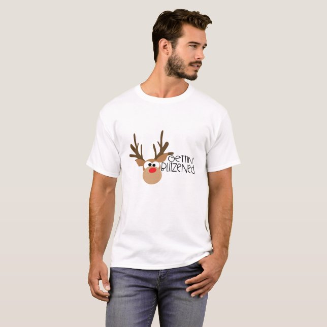 Nybörjare julfirar Gocktin Blitzded Reindeer T Shirt (Hel framsida)