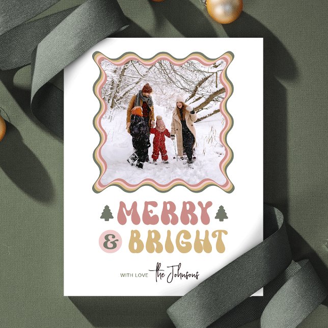Nybörjare och färgstark 80-årsjubileum julkort (Colorful Merry & Bright Christmas Photo greeting card that is sure to impress)