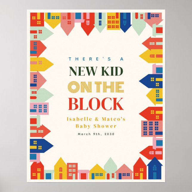 Nybörjare på blocket Neutralt Houses Baby Shower Poster (Framsidan)