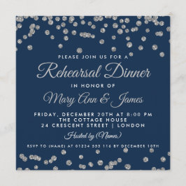 Nybörjare Silver Glitter Konfetti, marinblått Inbjudningar