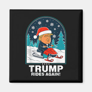 Nybörjare Trump Rides Recnowmobile Roligt Winter Magnet