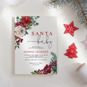 Nybörjarinbjudan till Winter Baby Shower för Santa Inbjudningar