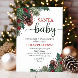 Nybörjarinbjudan till Winter Baby Shower för Santa Inbjudningar