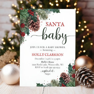 Nybörjarinbjudan till Winter Baby Shower för Santa Inbjudningar