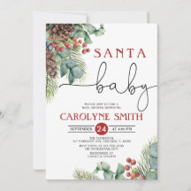 Nybörjarinbjudan till Winter Baby Shower för Santa