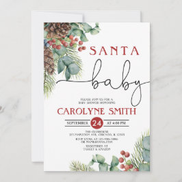 Nybörjarinbjudan till Winter Baby Shower för Santa Inbjudningar