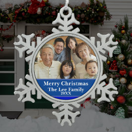 Nybörjarscen för första jultomhet hemma snöflinga pewter julgransprydnad