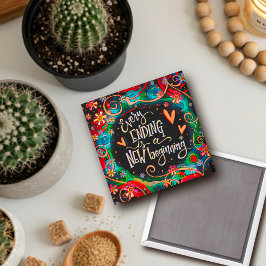 Nybörjarutfrågningar Blommor Abstrakt Inspiritivit Magnet