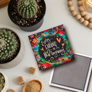 Nybörjarutfrågningar Blommor Abstrakt Inspiritivit Magnet