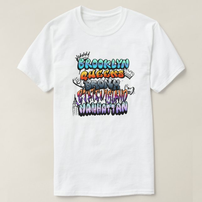 NYC 5 Boroughs Graffiti T Shirt (Design framsida)