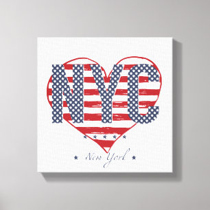 NYC American Flagga Heart Canvastryck