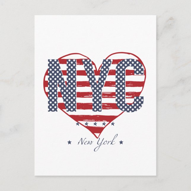 NYC American Flagga Heart Vykort (Framsida)