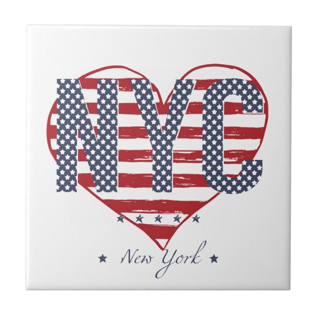 NYC-amerikanska flagganhjärta Kakelplatta (Framsidan)