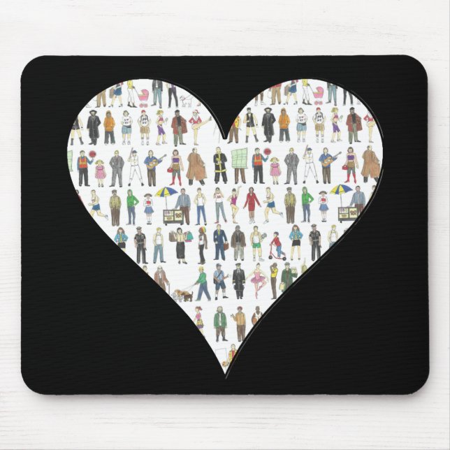 NYC Black Heart New York City People Mousepad Musmatta (Framsidan)