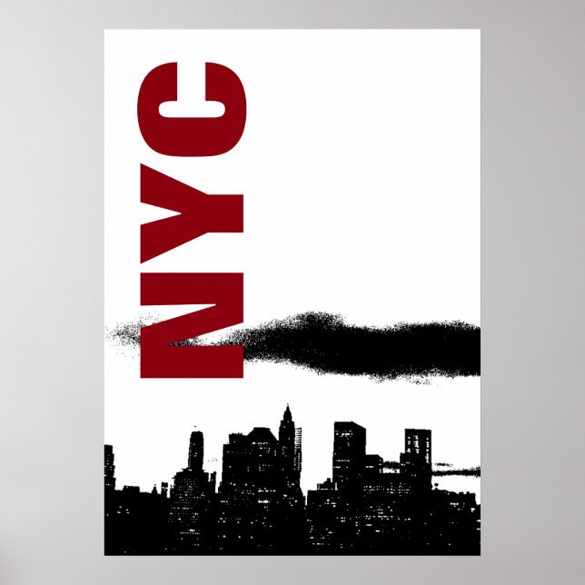 NYC Black White Manhattan Silhouette Pop Art Poster (Framsidan)