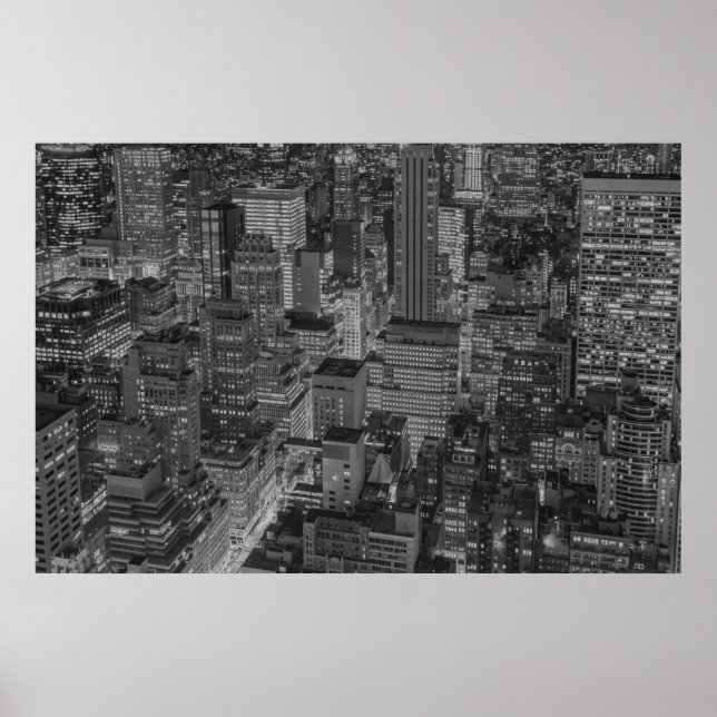 NYC Black White New York City Skyline Poster (Framsidan)