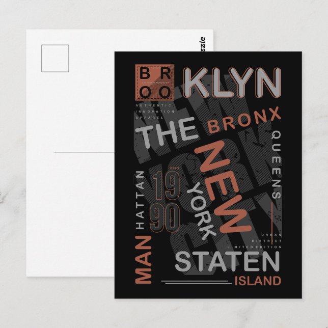 NYC Boroughs Legacy Vykort (Fram/baksida)