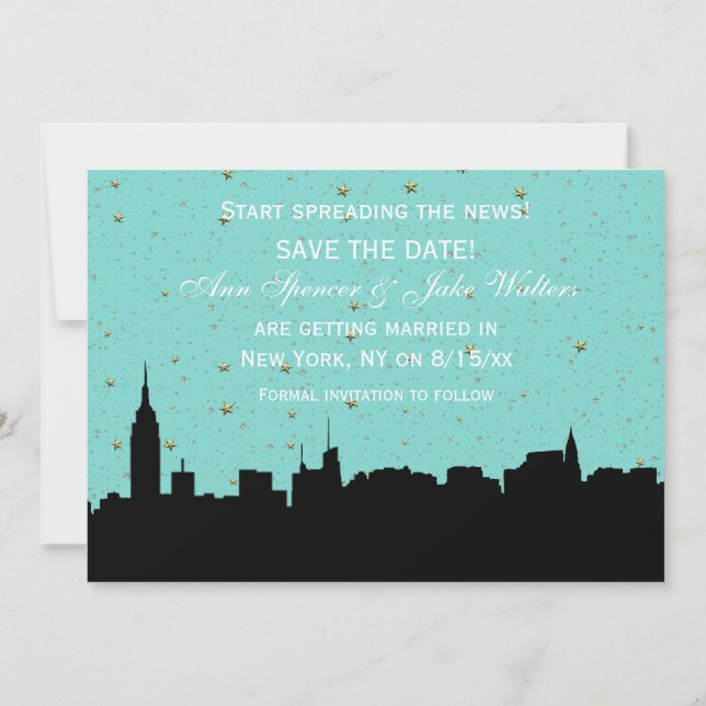NYC Breda Siluett DIY BG Färg Save the Date Tur Inbjudningar (Baksida)