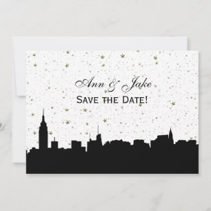 NYC Breda Siluett DIY BG Färg Spara Datum Vit Datumet