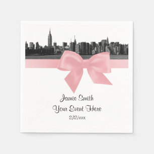 NYC Breda Siluett Etsad BW Ljus Rosa Band Pappersservett