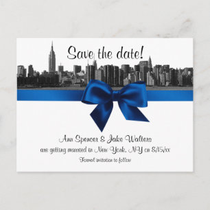 NYC Breda Siluett Etsad BW Royal Spara Datum Meddelande Vykort