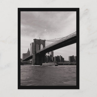 NYC Brooklyn Bridge B&W Vykort