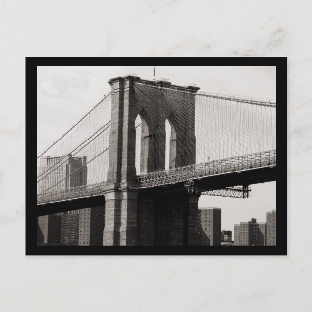 NYC Brooklyn Bridge Closeup Vykort (Framsida)