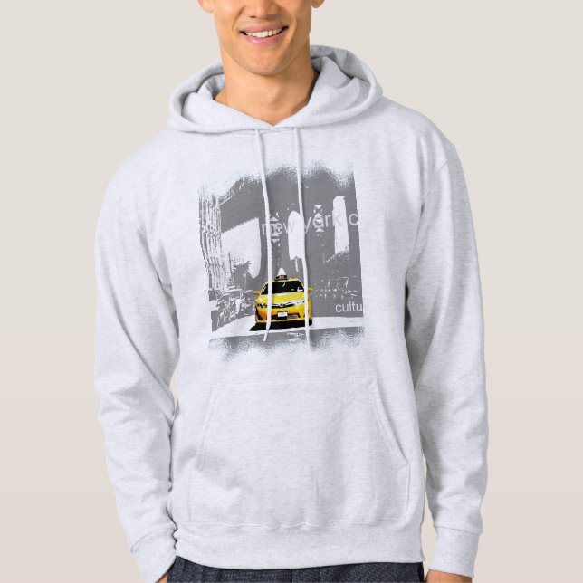 Nyc Brooklyn Bridge Gult Taxi New York City Hoodie (Framsida)