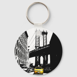 Nyc Brooklyn Bridge Gult Taxi New York City Nyckelring