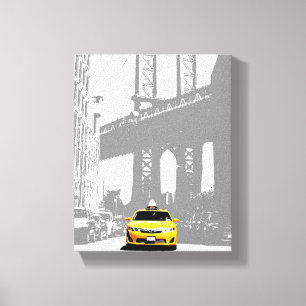 Nyc Brooklyn Bridge New York City Gult Taxi Canvastryck