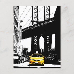 Nyc Brooklyn Bridge New York City Gult Taxi Helg Vykort