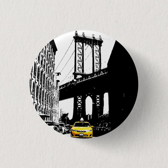 Nyc Brooklyn Bridge New York City Gult Taxi Knapp (Framsida)