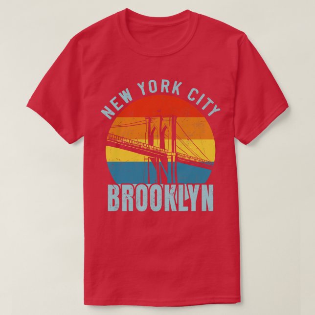 NYC Brooklyn Bridge Retro T Shirt (Design framsida)