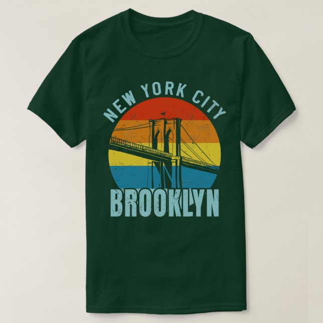 NYC Brooklyn Bridge Retro T Shirt (Design framsida)