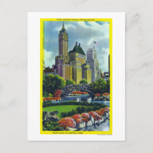 NYC Central Park View of 5th Ave Hotels Vykort