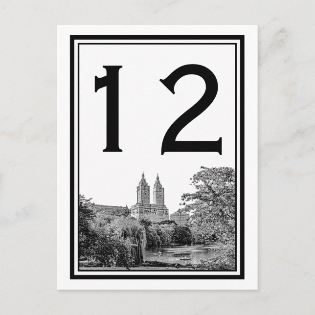 NYC Centrl Pk Sjö San Remo Etched SQ Bordsnummer (Framsida)