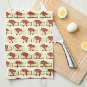NYC Cherry Cheesecake Slice Dessert Baking Food Kökshandduk