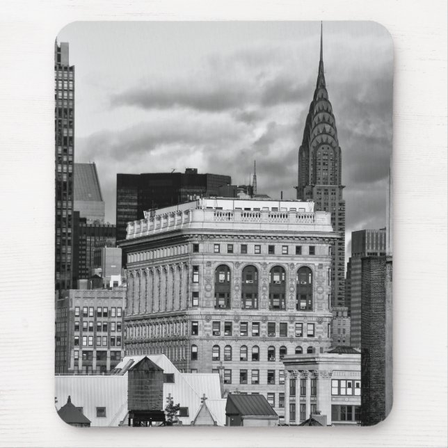 NYC: Chrysler byggnad, baksida av Flatiron B&W 001 Musmatta (Framsidan)