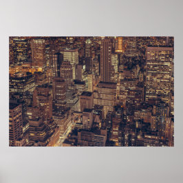 NYC City Byggnad Skyscraper Ljus på natten Poster