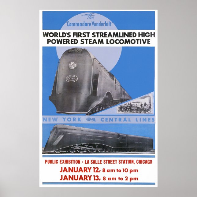 NYC Commodore Vanderbilt Locomotive Poster (Framsidan)