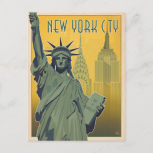 NYC - Dam Liberty - Gult Vykort