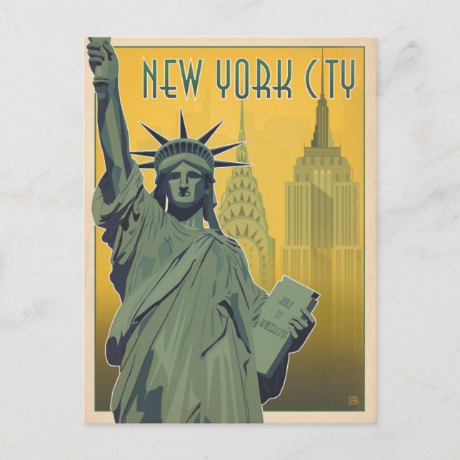 NYC - Dam Liberty - Gult Vykort (Framsida)