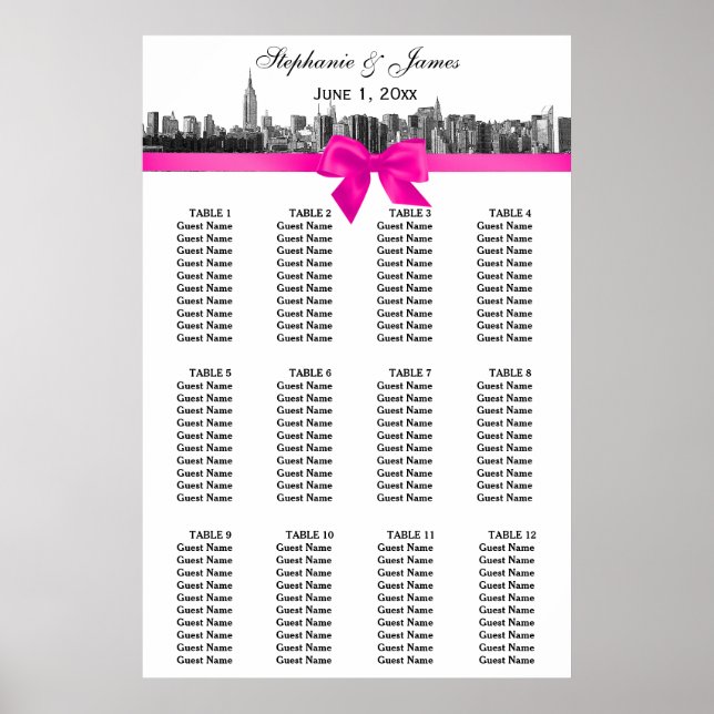 NYC-diagram över säten för BW-Shock rosa Poster (Framsidan)