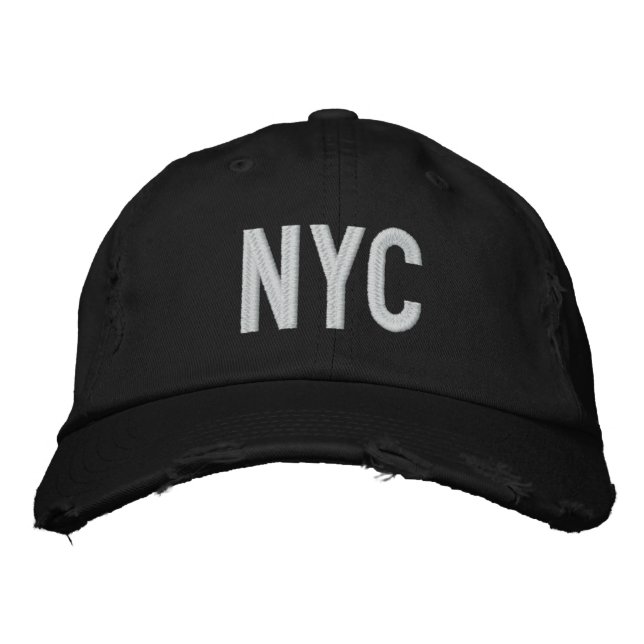 NYC DISTRESSESEED TWILL BASEBALL CAP BRODERAD KEPS (Framsida)
