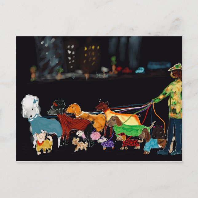 Nyc Dogwalker Helg Vykort (Framsida)