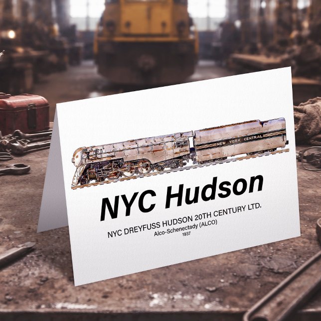 NYC Dreyfuss Hudson Ånglok. Profil Tack Kort (NYC Dreyfuss Hudson Steam Locomotive. Profile. Thank You Card)