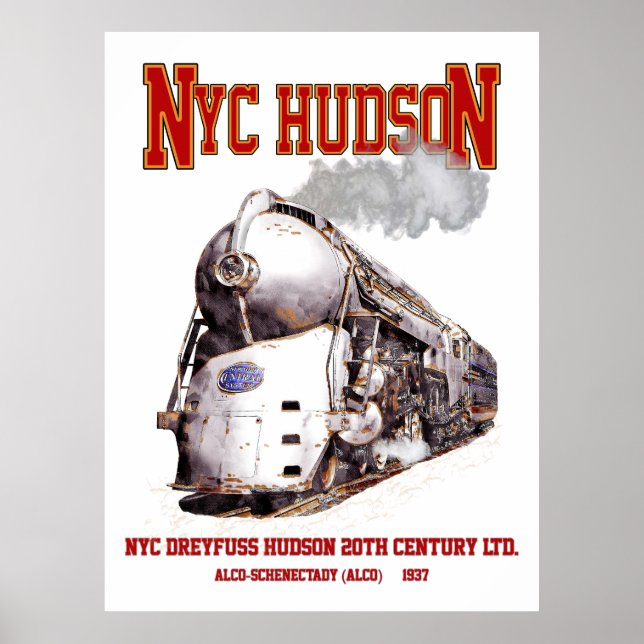 NYC Dreyfuss Hudson Loco. 20th Century Limited Poster (Framsidan)